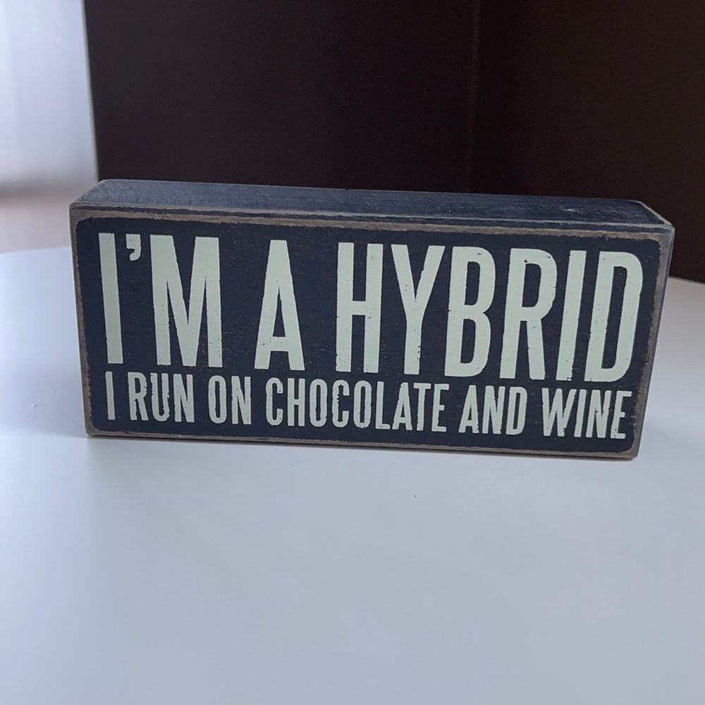 Wooden sign “chocolate and wine”